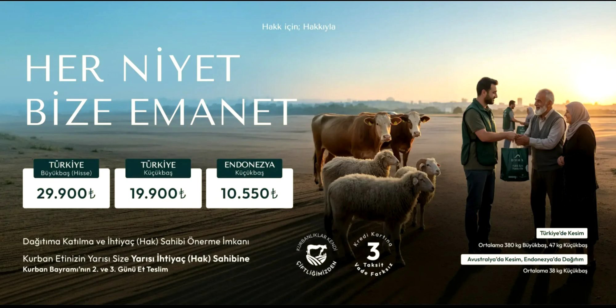 2026 yılı DUHA Uluslararası Kurban Organizasyonu başladı.